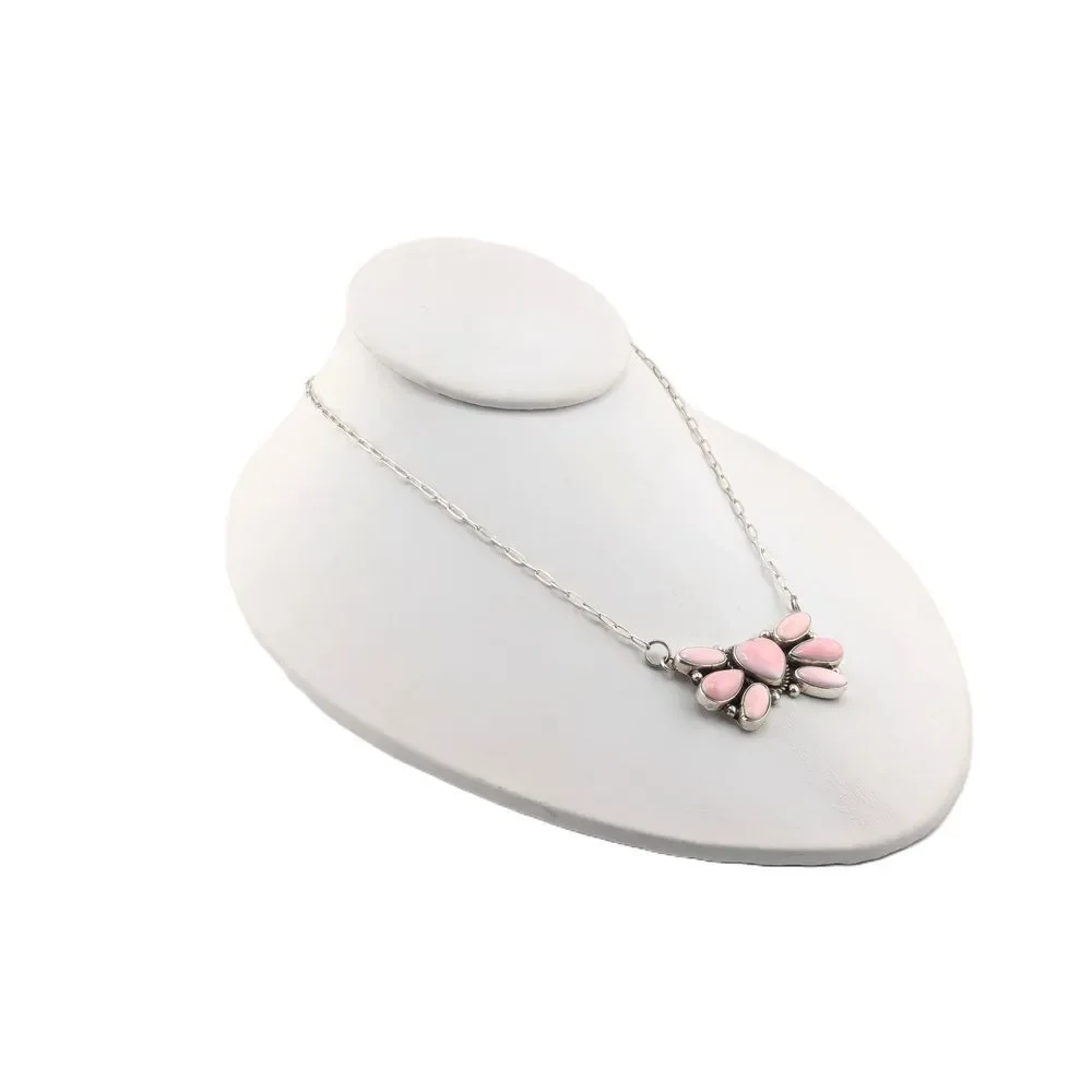 Native American Heart Cluster Pink Conch Shell Pendant‎ Chain Necklace Jewelry** - Picture 7 of 10